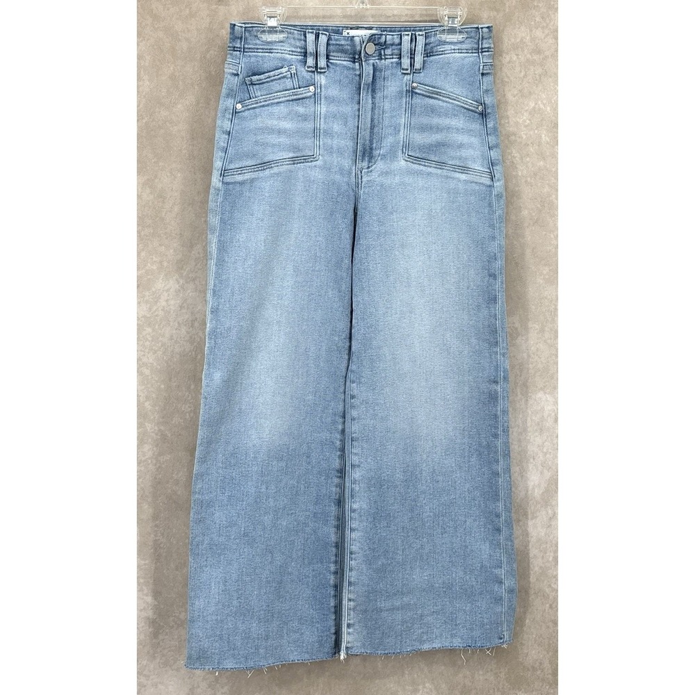 PAIGE Anessa Wide Leg Cropped Jeans Size 27 Shooting Star Raw Hem High Rise - Picture 3 of 11